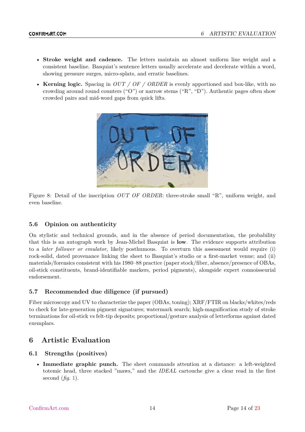 Eroica Basquiat study report sample page 14