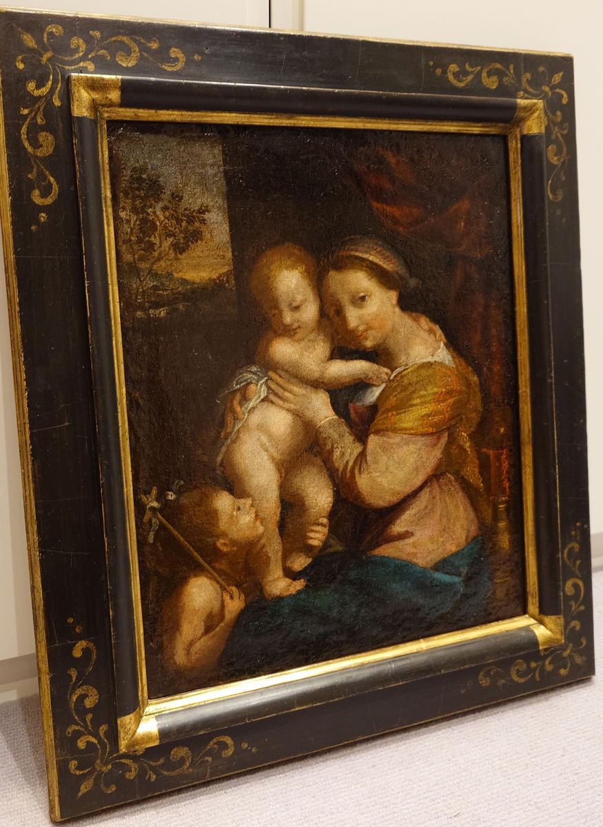 Virgin and Child with the Infant Saint John the Baptist: Frame and back side