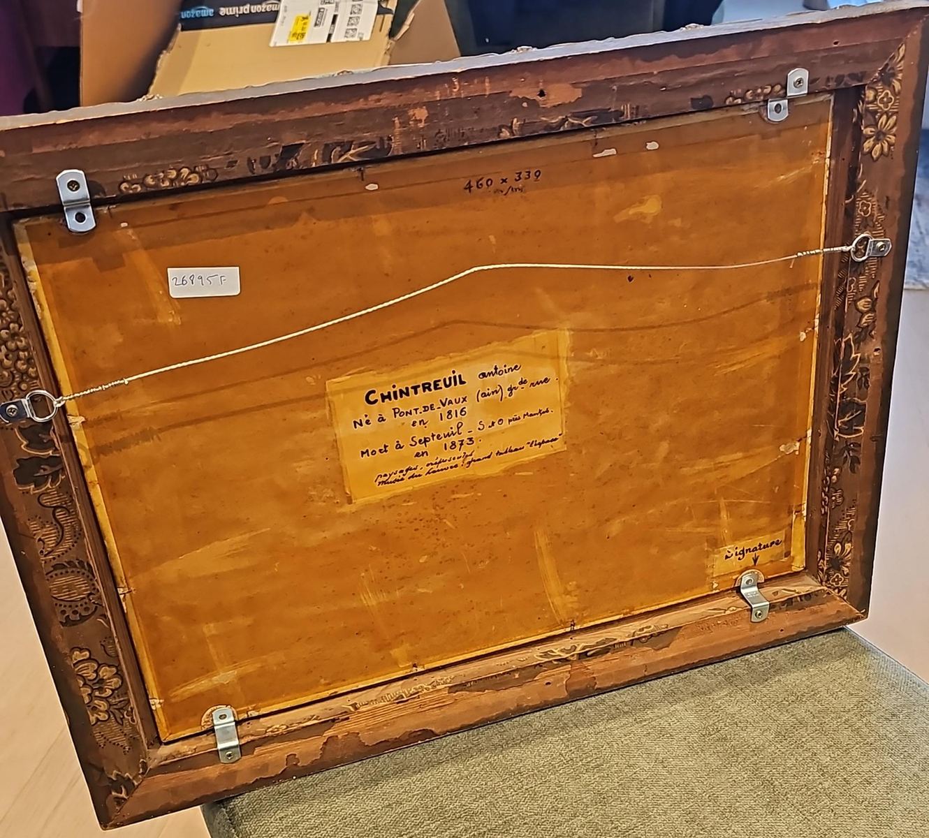 Landscape painting: Description of Frame and Back Side of the Board