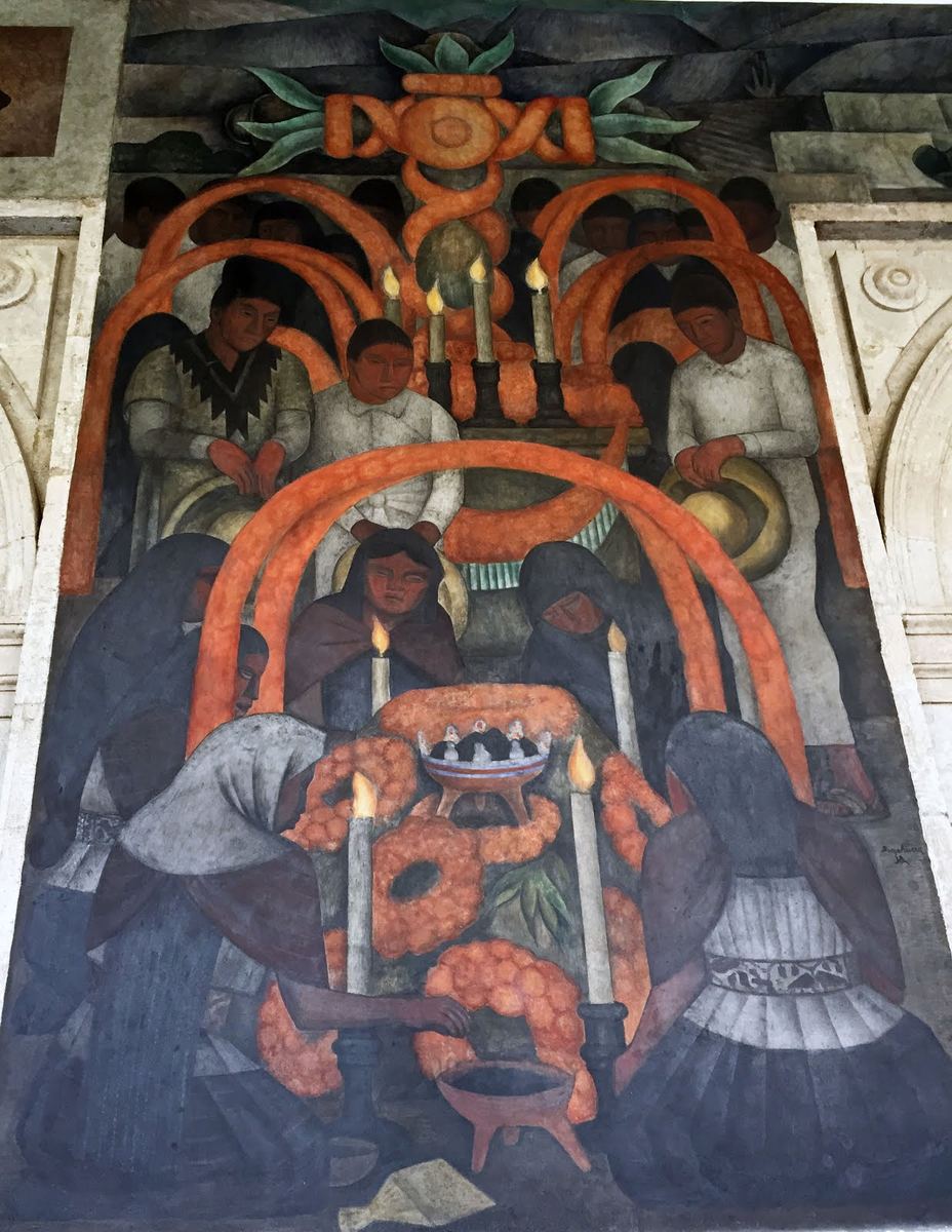 La Ofrenda study: The Original "La Ofrenda" Fresco by Diego Rivera