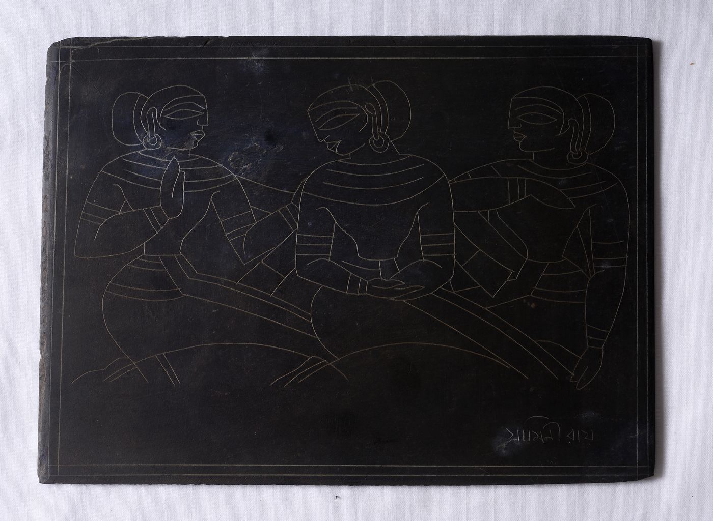 Three Seated Women: Technique and medium
