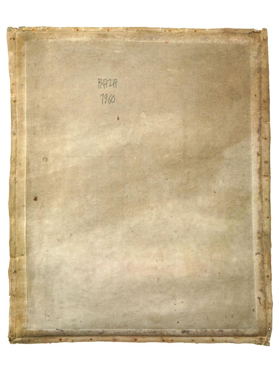 S. H. Raza painting study: Description of Frame and Back Side