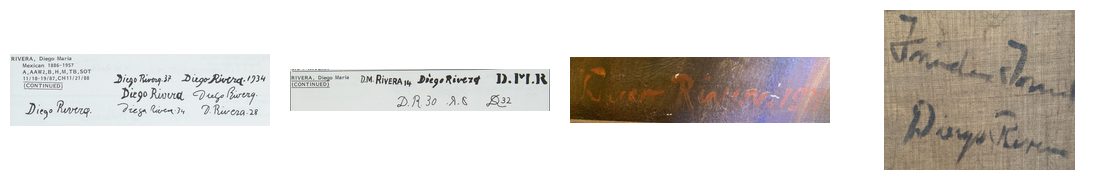 El amigo de Frida: Painted signature anomalies (comparative paleography)