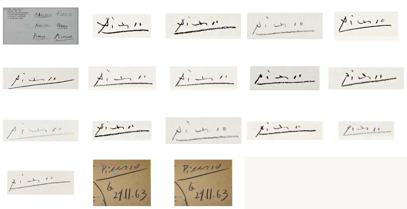 Picasso inscription study: Signature and Date